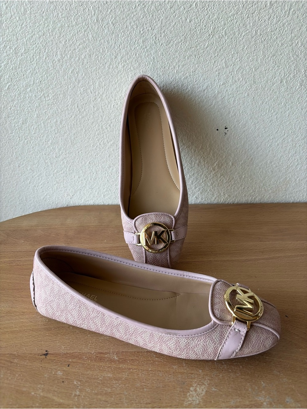 Michael Kors Pale Pink MK Logo Ballet Flats